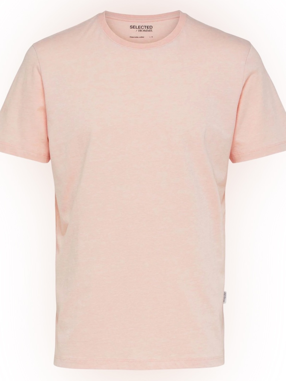 Selected Homme Aspen Men’s T-Shirt | Size Large | Reg Fit | Pink Sand | Cotton
